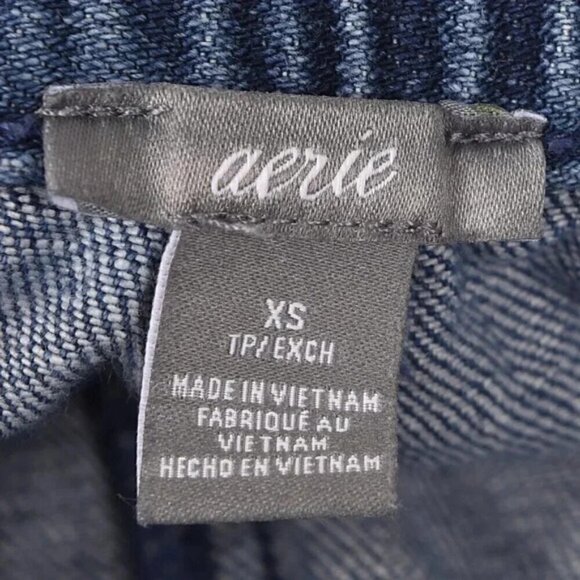 Aerie Shorts Chambray Blue High Rise Raw Hem Drawstring Pull On Size XS - Picture 7 of 7